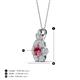 4 - Alice 5.00 mm Round Pink Tourmaline and Lab Grown Diamond Floral Halo Pendant Necklace 