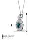 4 - Alice 5.00 mm Round London Blue Topaz and Lab Grown Diamond Floral Halo Pendant Necklace 