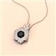 2 - Alice 5.00 mm Round Black Diamond and Lab Grown Diamond Floral Halo Pendant Necklace 