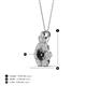 4 - Alice 5.00 mm Round Black Diamond and Lab Grown Diamond Floral Halo Pendant Necklace 