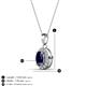 3 - Davina 6x4 mm Oval Cut Blue Sapphire and Round Diamond Accent Halo Pendant Necklace 