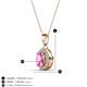 3 - Davina 6x4 mm Oval Cut Pink Sapphire and Round Diamond Accent Halo Pendant Necklace 