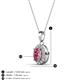 3 - Davina 6x4 mm Oval Cut Pink Tourmaline and Round Diamond Accent Halo Pendant Necklace 