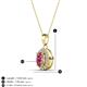3 - Davina 6x4 mm Oval Cut Pink Tourmaline and Round Diamond Accent Halo Pendant Necklace 