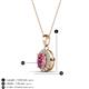 3 - Davina 6x4 mm Oval Cut Pink Tourmaline and Round Diamond Accent Halo Pendant Necklace 