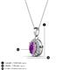 3 - Davina 6x4 mm Oval Cut Amethyst and Round Diamond Accent Halo Pendant Necklace 