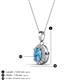 3 - Davina 6x4 mm Oval Cut Blue Topaz and Round Diamond Accent Halo Pendant Necklace 