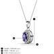 3 - Davina 6x4 mm Oval Cut Iolite and Round Diamond Accent Halo Pendant Necklace 