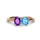 1 - Tanya Oval Shape Amethyst & Cushion Shape Blue Topaz 2 Stone Duo Ring 