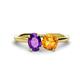 1 - Tanya Oval Shape Amethyst & Cushion Shape Citrine 2 Stone Duo Ring 