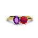 1 - Tanya Oval Shape Amethyst & Cushion Shape Ruby 2 Stone Duo Ring 