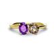 1 - Tanya Oval Shape Amethyst & Cushion Shape Smoky Quartz 2 Stone Duo Ring 
