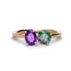 1 - Tanya Oval Shape Amethyst & Cushion Shape Lab Created Alexandrite 2 Stone Duo Ring 