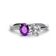 1 - Tanya Oval Shape Amethyst & Cushion Shape Forever Brilliant Moissanite 2 Stone Duo Ring 