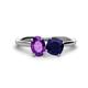 1 - Tanya Oval Shape Amethyst & Cushion Shape Blue Sapphire 2 Stone Duo Ring 