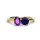 1 - Tanya Oval Shape Amethyst & Cushion Shape Blue Sapphire 2 Stone Duo Ring 