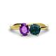 1 - Tanya Oval Shape Amethyst & Cushion Shape London Blue Topaz 2 Stone Duo Ring 