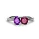 1 - Tanya Oval Shape Amethyst & Cushion Shape Rhodolite Garnet 2 Stone Duo Ring 