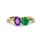 1 - Tanya Oval Shape Amethyst & Cushion Shape Emerald 2 Stone Duo Ring 