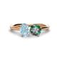 1 - Tanya Oval Shape Aquamarine & Cushion Shape Lab Created Alexandrite 2 Stone Duo Ring 