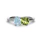 1 - Tanya Oval Shape Aquamarine & Cushion Shape Peridot 2 Stone Duo Ring 