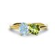 1 - Tanya Oval Shape Aquamarine & Cushion Shape Peridot 2 Stone Duo Ring 