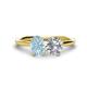 1 - Tanya Oval Shape Aquamarine & Cushion Shape Forever One Moissanite 2 Stone Duo Ring 