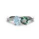 1 - Tanya Oval Shape Aquamarine & Cushion Shape Lab Created Alexandrite 2 Stone Duo Ring 