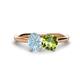 1 - Tanya Oval Shape Aquamarine & Cushion Shape Peridot 2 Stone Duo Ring 