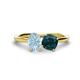 1 - Tanya Oval Shape Aquamarine & Cushion Shape London Blue Topaz 2 Stone Duo Ring 