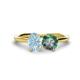 1 - Tanya Oval Shape Aquamarine & Cushion Shape Lab Created Alexandrite 2 Stone Duo Ring 