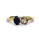 1 - Tanya Oval Shape Blue Sapphire & Cushion Shape Smoky Quartz 2 Stone Duo Ring 