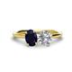 1 - Tanya Oval Shape Blue Sapphire & Cushion Shape IGI Certified Lab Grown Diamond 2 Stone Duo Ring 