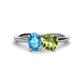 1 - Tanya Oval Shape Blue Topaz & Cushion Shape Peridot 2 Stone Duo Ring 
