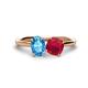 1 - Tanya Oval Shape Blue Topaz & Cushion Shape Ruby 2 Stone Duo Ring 
