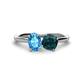 1 - Tanya Oval Shape Blue Topaz & Cushion Shape London Blue Topaz 2 Stone Duo Ring 