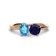 1 - Tanya Oval Shape Blue Topaz & Cushion Shape Blue Sapphire 2 Stone Duo Ring 