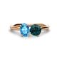 1 - Tanya Oval Shape Blue Topaz & Cushion Shape London Blue Topaz 2 Stone Duo Ring 