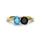 1 - Tanya Oval Shape Blue Topaz & Cushion Shape Black Onyx 2 Stone Duo Ring 