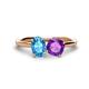 1 - Tanya Oval Shape Blue Topaz & Cushion Shape Amethyst 2 Stone Duo Ring 