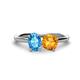 1 - Tanya Oval Shape Blue Topaz & Cushion Shape Citrine 2 Stone Duo Ring 