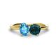 1 - Tanya Oval Shape Blue Topaz & Cushion Shape London Blue Topaz 2 Stone Duo Ring 