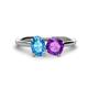 1 - Tanya Oval Shape Blue Topaz & Cushion Shape Amethyst 2 Stone Duo Ring 