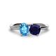 1 - Tanya Oval Shape Blue Topaz & Cushion Shape Blue Sapphire 2 Stone Duo Ring 