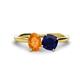 1 - Tanya Oval Shape Citrine & Cushion Shape Blue Sapphire 2 Stone Duo Ring 