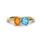 1 - Tanya Oval Shape Citrine & Cushion Shape Blue Topaz 2 Stone Duo Ring 