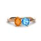 1 - Tanya Oval Shape Citrine & Cushion Shape Blue Topaz 2 Stone Duo Ring 