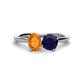 1 - Tanya Oval Shape Citrine & Cushion Shape Blue Sapphire 2 Stone Duo Ring 