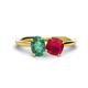 1 - Tanya Oval Shape Lab Created Alexandrite & Cushion Shape Ruby 2 Stone Duo Ring 