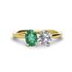 1 - Tanya Oval Shape Lab Created Alexandrite & Cushion Shape GIA Certified Diamond 2 Stone Duo Ring 